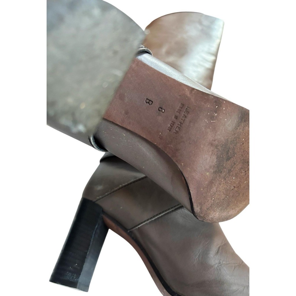 TIBI Tall Taupe Gray Brown Italy Buttery Soft Leather Boot 8 Ankle Harness Boho - Picture 11 of 12